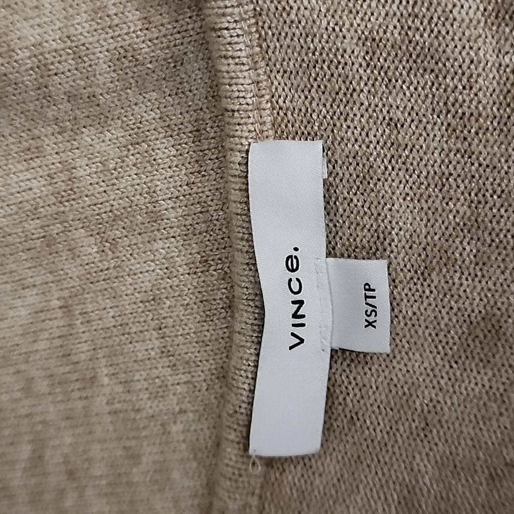 VINCE Open Scoop Neck Long Sleeve Pullover Top In Sand Shell Brown Size XS - Picture 11 of 13